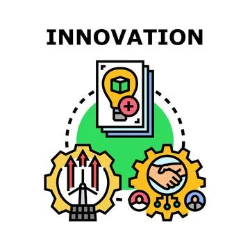 Innovation process icon representing creative ideas and collaboration Illustrazione stock