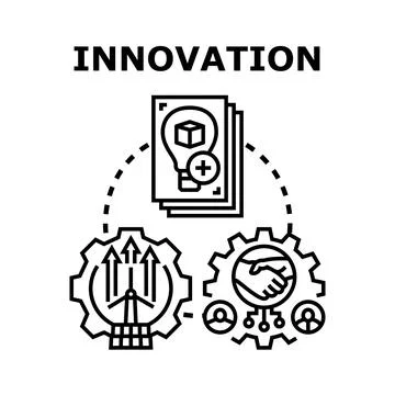 Innovation process icon representing creative ideas and collaboration Illustrazione stock