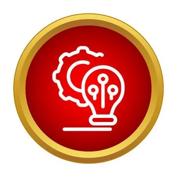 Innovation process red icon with gear and light bulb Stock Illustration