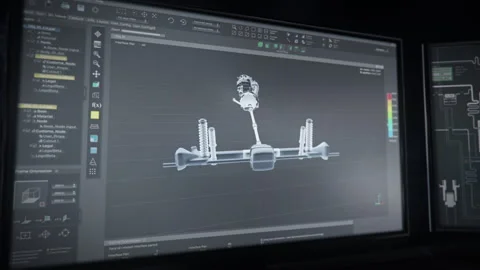 Innovation program producing the axle of industrial automotive machine Stock Footage 278222660