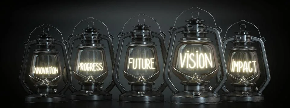 Innovation, Progress, Future, Vision, Impact - Vintage Kerosene Lanterns - .. イラスト素材