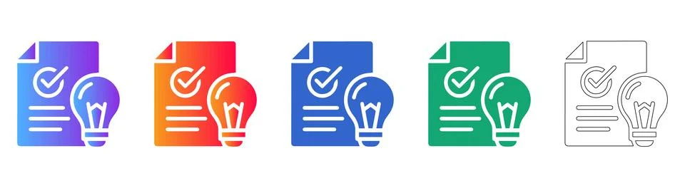 Innovation Project Documentation Icon Set Stock Illustration