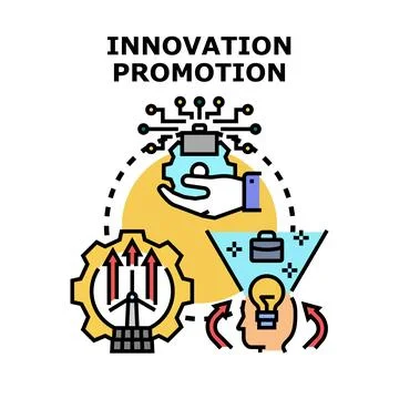 Innovation promotion strategy analyzing process development Illustrazione stock