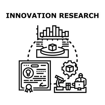 Innovation research process development scientific discovery Stock Illustration