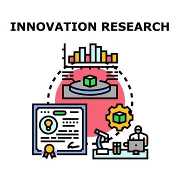 Innovation research process development scientific discovery 库存插图