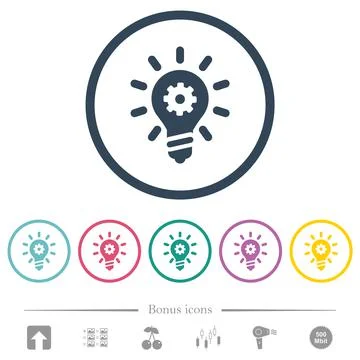 Innovation solid flat color icons in round outlines Stock Illustration