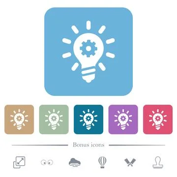 Innovation solid flat icons on color rounded square backgrounds Stock Illustration