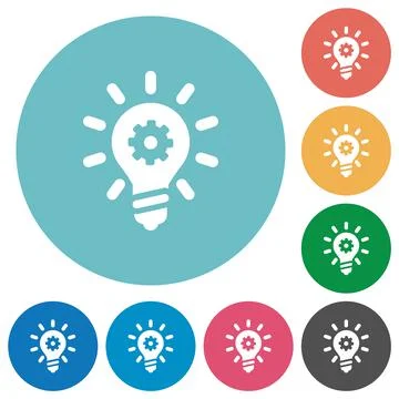 Innovation solid flat round icons Stock Illustration