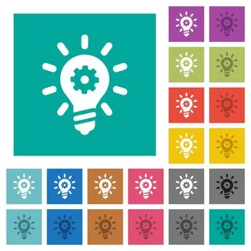 Innovation solid square flat multi colored icons Stock Illustration