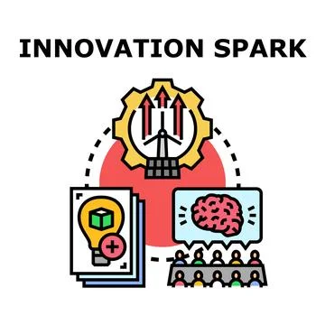 Innovation spark developing with team ideas process Stock-Illustration