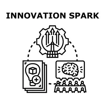 Innovation spark developing with team ideas process Stock Illustration