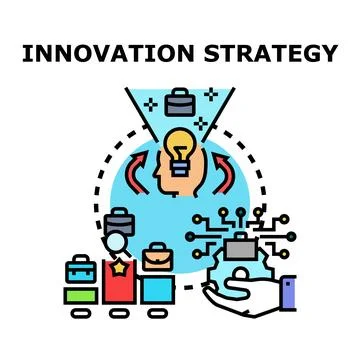 Innovation strategy developing and business solution implementation Stock Illustration