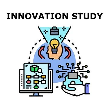 Innovation study illustrating research development technology ideas Stock Illustration