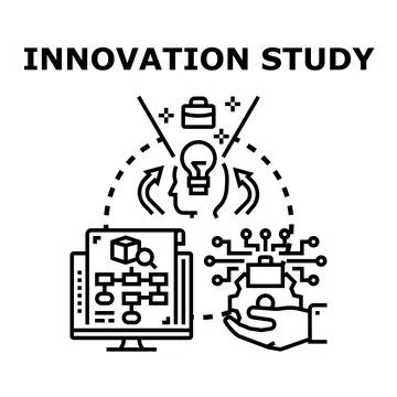 Innovation study illustrating research development technology ideas Stock Illustration