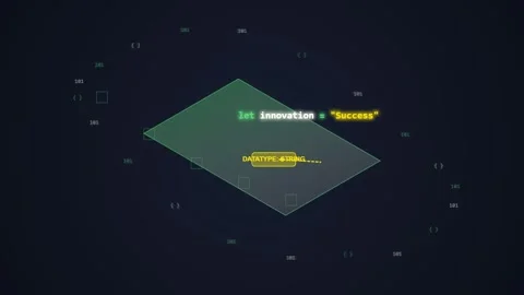 Innovation Success Code Concept: Digital Abstract Background with Glowing Tex Stock Footage 348412024