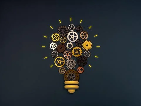 Innovation technology and idea management, AI solution, creative teamwork, .. Stock Illustration
