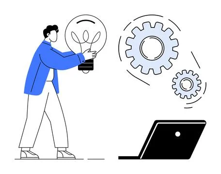 Innovation, technology, business solutions, creativity, collaboration, proble Stock Illustration