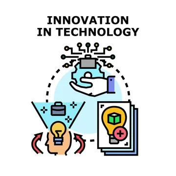 Innovation in technology developing new business ideas and solutions Stock Illustration