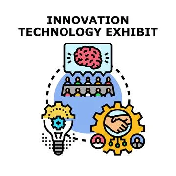 Innovation technology exhibit creative problem solving solution Stock Illustration