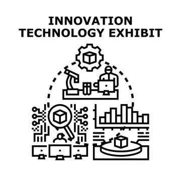 Innovation technology exhibit developing modern solutions diagram 스톡 일러스트