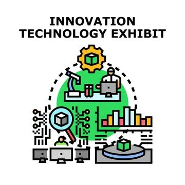 Innovation technology exhibit developing modern solutions diagram Stock Illustration