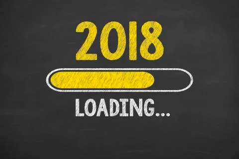 Innovation Technology Loading New Year 2018 on Chalkboard Stock Illustration