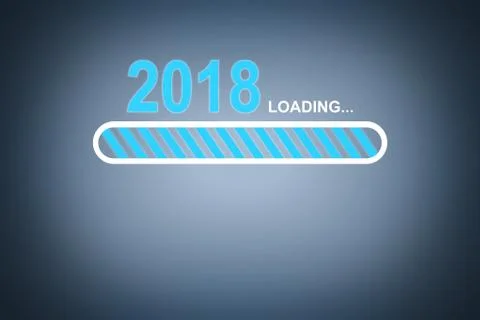 Innovation Technology Loading New Year 2018 on Visual Screen Stock Illustration