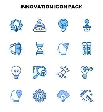 Innovation Two Colour Vector Icons Pack Stock Illustration