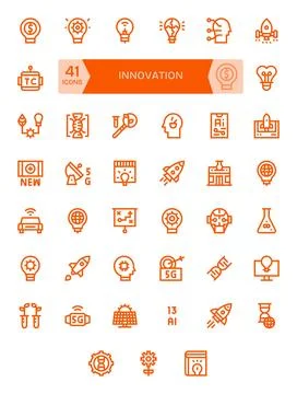 Innovation Vector Graphics Pack including 41 Bold Line 256x256 Editable Icons Stock Illustration