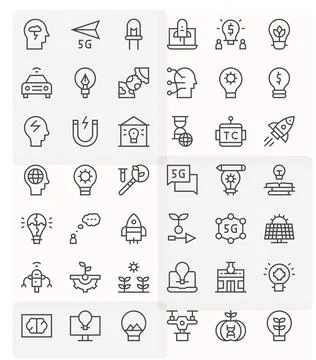 Innovation Vector Icon Library with 42 Regular Line Retina Ready Pixel Alig.. Stock Illustration