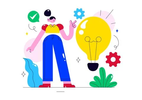 Innovation Vector Illustration Featuring Creative Idea Development, Teamwor.. Stock Illustration