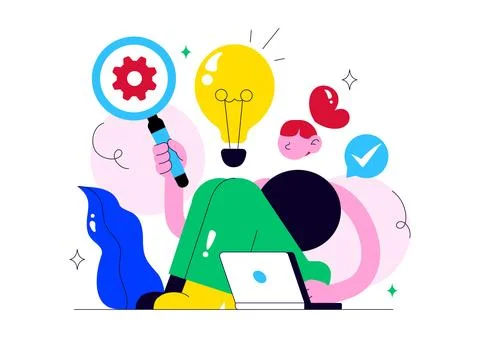 Innovation Vector Illustration Featuring Creative Idea Development, Teamwor.. Stock Illustration