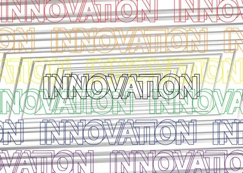 Innovation, Vector logo. Quotes and phrases for cards, banners, posters, pill Illustrazione stock