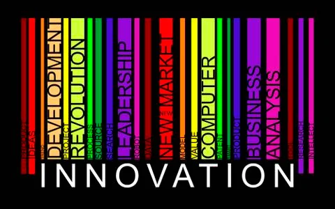 Innovation word concept in barcode Stock Illustration