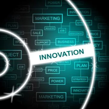  Innovation Word Representing Restructuring Improving And Innovating Illustrazione stock