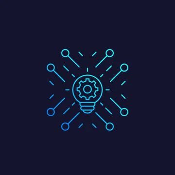 Innovations and technology vector linear icon Stock Illustration