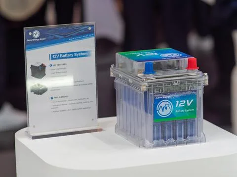 Innovative 12V Battery System Displayed at IAA Mobility Stock Photos