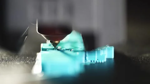 Innovative 3D Printing Process Fabricating Plastic Items in Factory Stock Footage 319013347