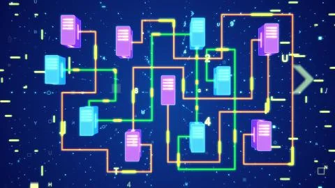 Innovative 3d rendering of big data transfer through numerous lines, pink and Stock Illustration