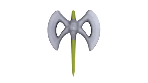 Innovative 3D rendering of a futuristic double-headed axe design Stock Footage 285671106