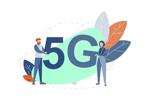 Innovative 5g technology concept. Modern technology development. Young man Stockillustratie