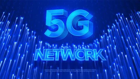 Innovative 5th Generation network technology. Realistic blue vector illustration Stock Illustration