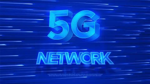 Innovative 5th Generation network technology. Realistic blue vector illustration Stock Illustration
