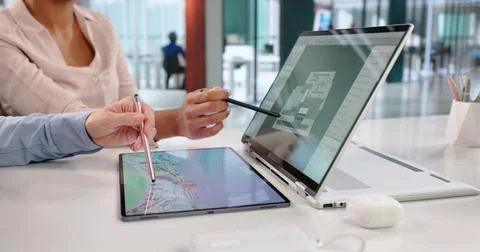 Innovative Architect Building 3D Model Of Construction Project On Laptop 写真素材