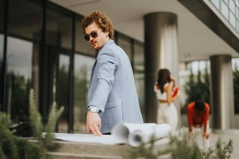 Innovative Architects Collaborating on a Creative Construction Project Foto stock