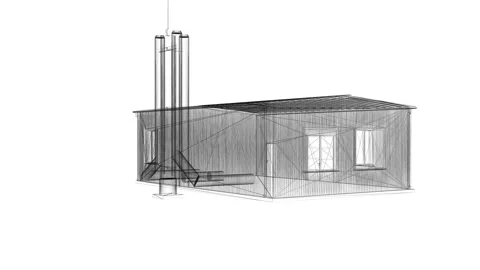 Innovative Architectural Wireframe Design of a Modern Structure with Detail.. 動画素材 344718090