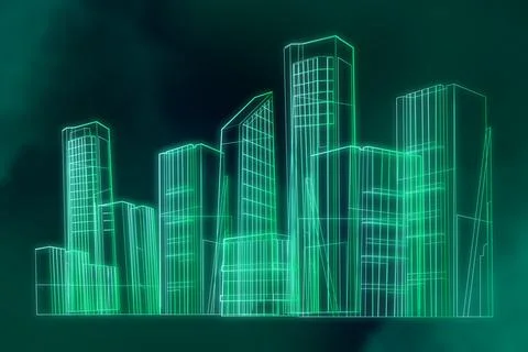 Innovative architecture and engineering. VIrtual building construction projec Ilustración de archivo