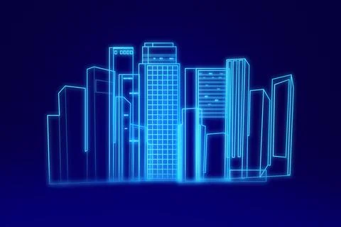 Innovative architecture and engineering. VIrtual building construction projec Ilustración de archivo