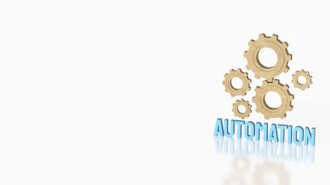 Innovative Automation Process Gear System 3d rendering.. Stock Illustration