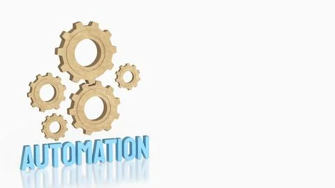 Innovative Automation Process Gear System 3d rendering.. Stock Illustration